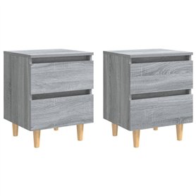 Bussandri Exclusive Tables de chevet 2 pcs avec pieds en bois Sonoma gris 40x35x50 cm