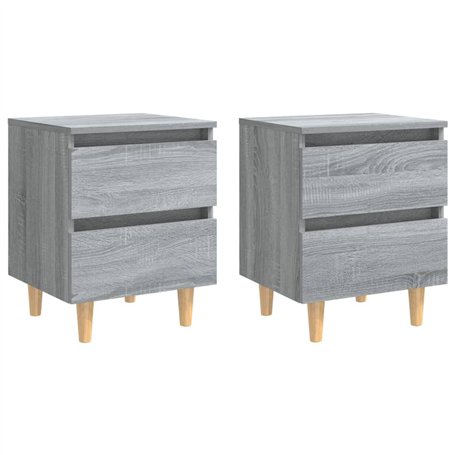 Bussandri Exclusive Tables de chevet 2 pcs avec pieds en bois Sonoma gris 40x35x50 cm