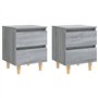 Bussandri Exclusive Tables de chevet 2 pcs avec pieds en bois Sonoma gris 40x35x50 cm