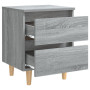 Bussandri Exclusive Tables de chevet 2 pcs avec pieds en bois Sonoma gris 40x35x50 cm