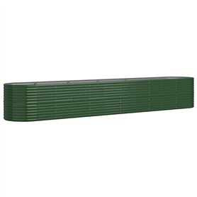 vidaXL Pot de fleurs en acier revêtu par pulvérisation Vert 440 x 80 x 68 cm