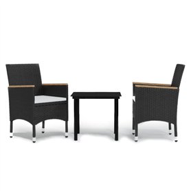 vidaXL Mobilier de Salle à Manger d'Extérieur avec Coussins 3 pcs Ensemble à Dîner d'Extérieur Table et Chaises de Repas de Pati