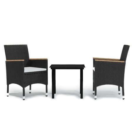 vidaXL Mobilier de Salle à Manger d'Extérieur avec Coussins 3 pcs Ensemble à Dîner d'Extérieur Table et Chaises de Repas de Pati