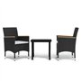vidaXL Mobilier de Salle à Manger d'Extérieur avec Coussins 3 pcs Ensemble à Dîner d'Extérieur Table et Chaises de Repas de Pati
