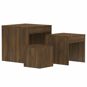 Tavolini Impilabili 3 pz Rovere Marrone in Legno Multistrato