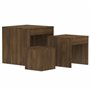 Tavolini Impilabili 3 pz Rovere Marrone in Legno Multistrato