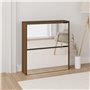 Bussandri Exclusive Armoire à chaussures avec miroir 2 compartiments Marron aspect chêne 63 x 17 x 67 cm