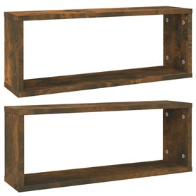 Étagères murales cube 2 pcs Chêne fumé 60x15x23 cm Bois