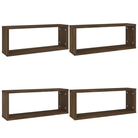Étagères murales cube 4 pcs Chêne marron 60x15x23 cm Bois