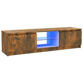 Meuble TV avec lumières LED Chêne fumé 120x30x35