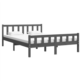 vidaXL Cadre de lit en bois massif gris 120x200 cm