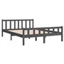 vidaXL Cadre de lit en bois massif gris 120x200 cm, Lit 1 Personne, Lits pour Adulte, Meuble Lit