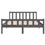 vidaXL Cadre de lit en bois massif gris 120x200 cm, Lit 1 Personne, Lits pour Adulte, Meuble Lit