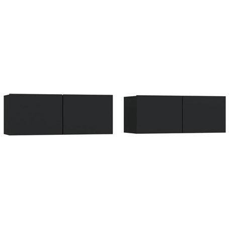 Meubles TV 2 pcs Noir 80x30x30 cm Bois d'ingénierie