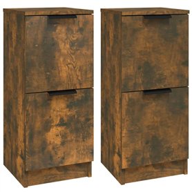vidaXL Credenze 2 pz Rovere Fumo 30x30x70 cm in Legno Multistrato
