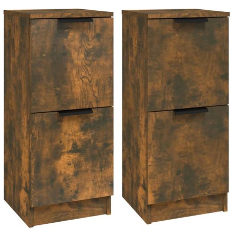 vidaXL Credenze 2 pz Rovere Fumo 30x30x70 cm in Legno Multistrato