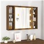 Mobile a Specchio con LED Rovere Marrone 76x15x55 cm