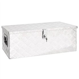 vidaXL Boîte à outils d'extérieur Boite de rangement Coffre à outils pour garage Aluminium argenté
