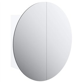 Armoire de salle de bain miroir rond et LED Blanc 40x40x17