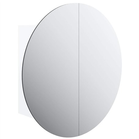 Armoire de salle de bain miroir rond et LED Blanc 40x40x17