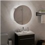 Armoire de salle de bain miroir rond et LED Blanc 40x40x17,5 cm