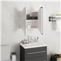 Armoire de salle de bain miroir rond et LED Blanc 40x40x17,5 cm