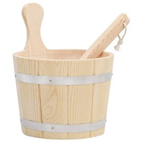 Ensemble de seau et louche pour sauna Bois massif de pin