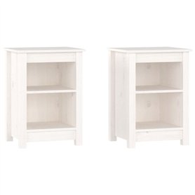 vidaXL Comodini 2 pz Bianchi 40x35x55 cm in Legno Massello di Pino