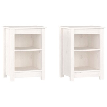 vidaXL Comodini 2 pz Bianchi 40x35x55 cm in Legno Massello di Pino