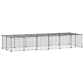 vidaXL Cage Animaux de Compagnie à 28 Panneaux et Porte Noir 35x35 cm Enclos