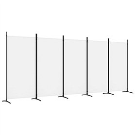 vidaXL Cloison de Séparation 5 Panneaux Séparateur de Pièce Pliable Diviseur Écran d'Intimité Paravent Décoration Salon Blanc 43