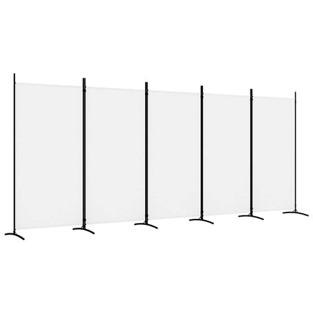 vidaXL Cloison de Séparation 5 Panneaux Séparateur de Pièce Pliable Diviseur Écran d'Intimité Paravent Décoration Salon Blanc 43