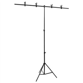 Bussandri Exclusive - Support de fond en forme de T 151x60x(70-200) cm noir
