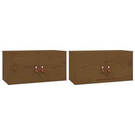 Armoires murales 2 pcs Marron miel 60x30x30 cm Pin massif