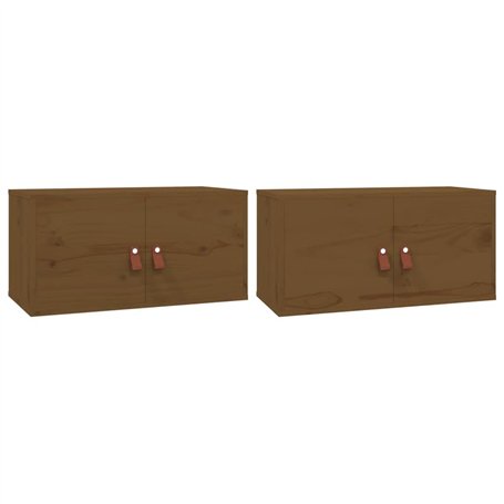 Armoires murales 2 pcs Marron miel 60x30x30 cm Pin massif