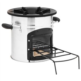 vidaXL Poêle à bois de camping Argenté 45