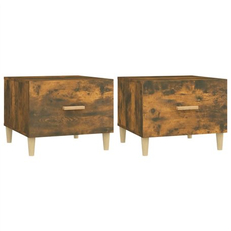 vidaXL 2X Tables Basses Tables d'Appoint Bouts de Canapé Tables de Salon Meubles de Salon Intérieur Chêne Fumé 50x50x40 cm Bois