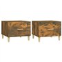 vidaXL 2X Tables Basses Tables d'Appoint Bouts de Canapé Tables de Salon Meubles de Salon Intérieur Chêne Fumé 50x50x40 cm Bois