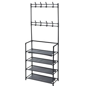 Home & Styling Porte-manteau multifonction en métal avec 4 étagères à chaussures