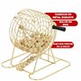 Kyto Grand Jeu de Bingo doré en métal avec 150 jetons, 75 balles de Bingo et Plateau de Jeu en Bois, 18 Cartes de Bingo Stables 