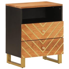 vidaXL Table de Chevet Marron et Noir 50x33x60 cm Bois manguier Solide