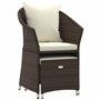 Salon de jardin 2 pcs avec coussins Marron Résine tressée