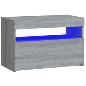 vidaXL Table de Chevet avec Lumières LED Table de Nuit Armoire de Chevet Armoire de Lit Meuble de Chambre Maison Sonoma Gris 60x