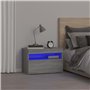 vidaXL Table de Chevet avec Lumières LED Table de Nuit Armoire de Chevet Armoire de Lit Meuble de Chambre Maison Sonoma Gris 60x
