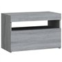 vidaXL Table de Chevet avec Lumières LED Table de Nuit Armoire de Chevet Armoire de Lit Meuble de Chambre Maison Sonoma Gris 60x