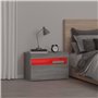 vidaXL Table de Chevet avec Lumières LED Table de Nuit Armoire de Chevet Armoire de Lit Meuble de Chambre Maison Sonoma Gris 60x