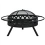 vidaXL Foyer avec Tisonnier, Brasero de Barbecue avec Bol, Foyer de Camping avec Couvercle, Brasero avec Anneau Jardin Terrasse 