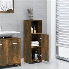 Bussandri Exclusive - Armoire de salle de bain 30x30x95 cm bois fumé chêne