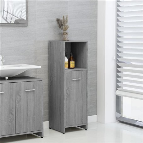 Bussandri Exclusive - Armoire de salle de bain 30x30x95 cm bois traité gris sonoma chêne