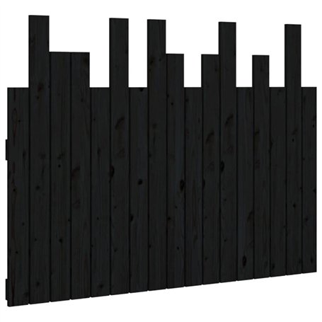 vidaXL Testiera da Parete Nera 108x3x80 cm in Legno Massello di Pino